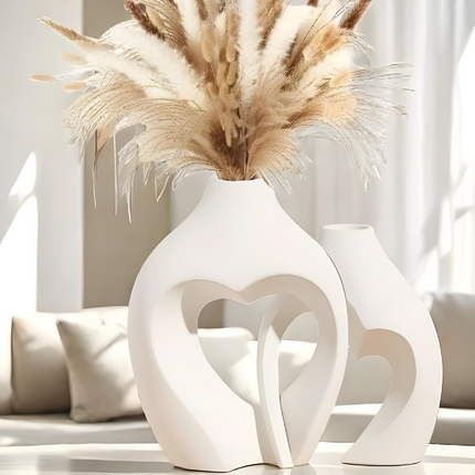 Vaso Decorativo para sala de Cerâmica 2 Corazones