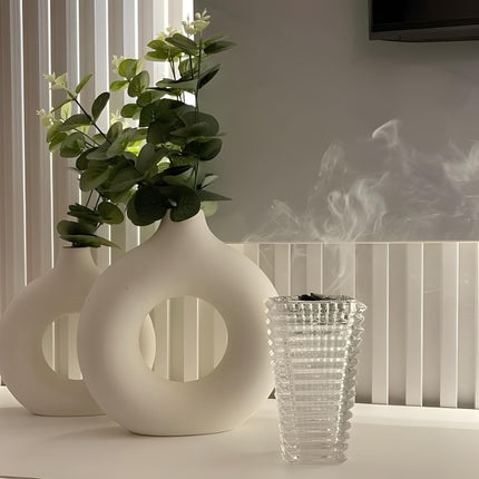 Vaso Decorativo para sala de Cerámica Rosquilla 2 piezas