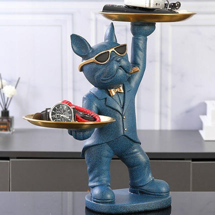 Estatua Bulldog Francés Soporte Doble