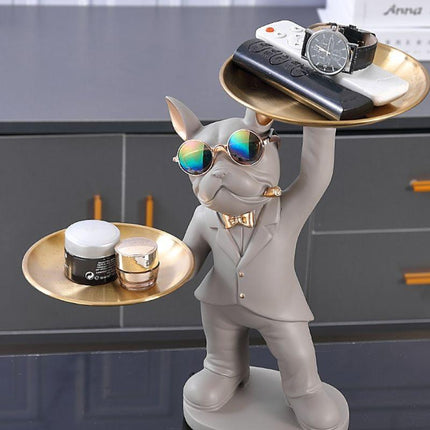 Estatua Bulldog Francés Soporte Doble