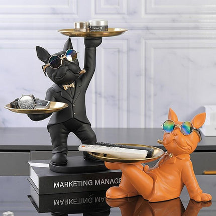 Estatua Bulldog Francés Soporte Doble