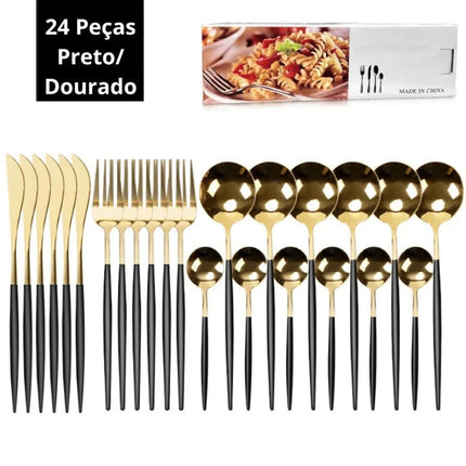Juego de Cucharas y Cuchillos Faqueiro in Acero inoxidable Completo 24 piezas