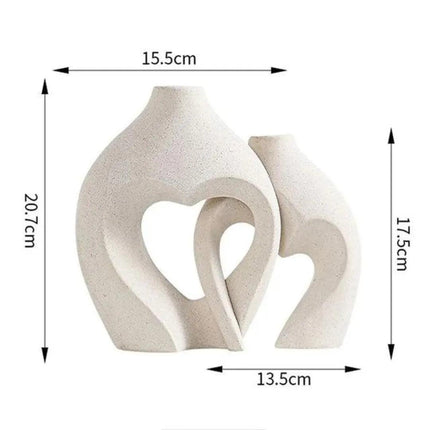 Vaso Decorativo para sala de Cerâmica 2 Corazones