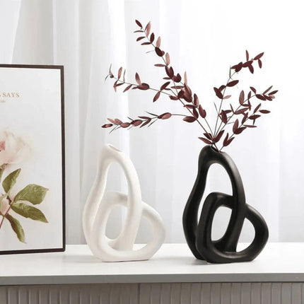 Vaso decorativo para sala de cerámica 2 piezas in 1